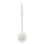 The Haug Bürsten KG WOLFBÜRSTE M.GRIFF,PBT TRANSP. ø0.50MM HARD 400xø90mm has a round, hard PBT bristle head and a long ribbed handle with a hanging hole - perfect for cleaning surfaces.