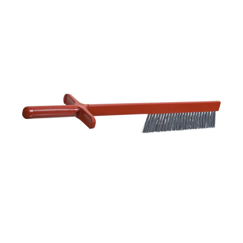 The METAL DETECT CUTTER BRUSH from Haug Bürsten KG is a gray PBT wire brush (Ø0.60mm, 490x10/120x45mm) with a metal detector and structured handle, ideal for cleaning in the food industry.