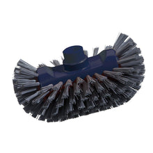 A close-up of the Haug Bürsten KG METDEC PREM. BOILER BRUSH, PBT gray/blue, 200x125x35mm shows dense, stiff PBT bristles for industrial cleaning, evenly distributed on a dark blue head against a white background.