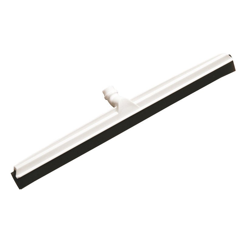 The Haug Bürsten KG JOINT-WATER SQUEEGEE (black cellular rubber, 2-lipped, 620x53x25) features a black rubber blade and a central handle attachment, ideal for effective water removal, depicted on a plain white background.