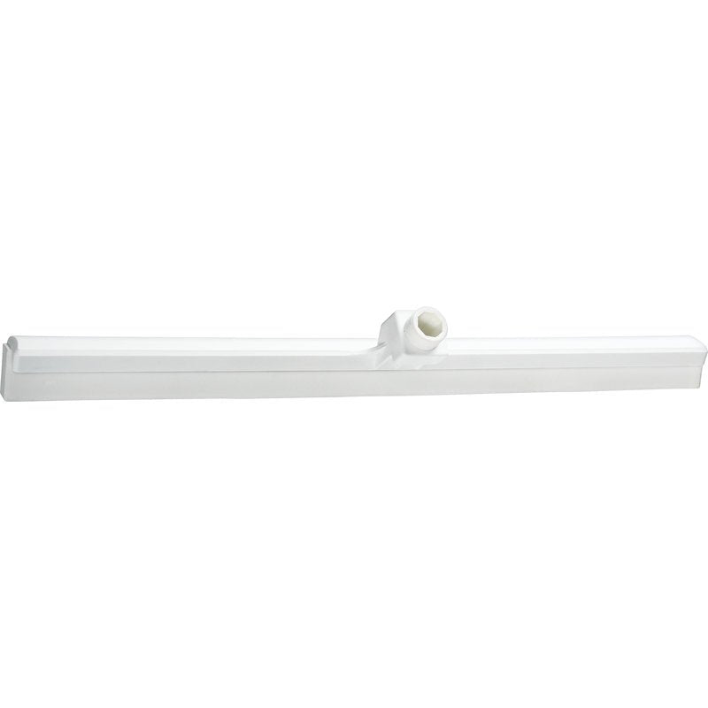The white, food-grade WATER SCRAPER (single-lip, 620x35x25mm) from Haug Bürsten KG with a straight blade is the ideal hygiene cleaning tool for the professional kitchen.