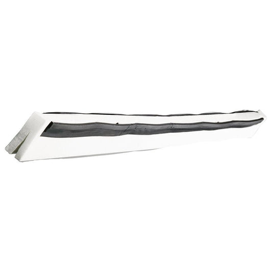 A long, uneven gray and white stripe - Haug Bürsten KG REPLACEMENT RUBBER LIP, 2-LIPPED FOOD GRADE, 620X20X22 - is depicted isolated on a white background.