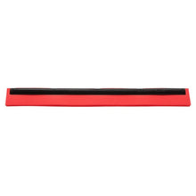 A red, food-safe REPLACEMENT RUBBER LIP (1-lipped, 625x20x22) from Haug Bürsten KG with a black sealing strip lengthwise, photographed against a white background.