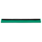 Depicted is a green rectangular base from Haug Bürsten KG with a long, narrow black REPLACEMENT RUBBER LIP, 1-lipped, food grade, 625x20x22 for sealing against a white background.