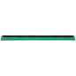The Haug Bürsten KG REPLACEMENT RUBBER LIP, 2-LIPPED FOOD GRADE, 620X20X22 is a green, rectangular draft stopper with a black, 2-lipped replacement rubber strip on the top, designed to block drafts under doors.
