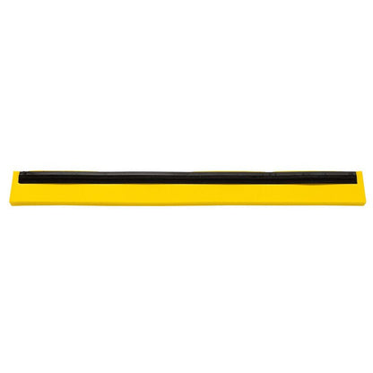 A yellow rectangular squeegee with the REPLACEMENT RUBBER LIP, 1-LIPPED, FOOD GRADE, 625X20X22 from Haug Bürsten KG for effective cleaning and sealing, depicted on a white background.