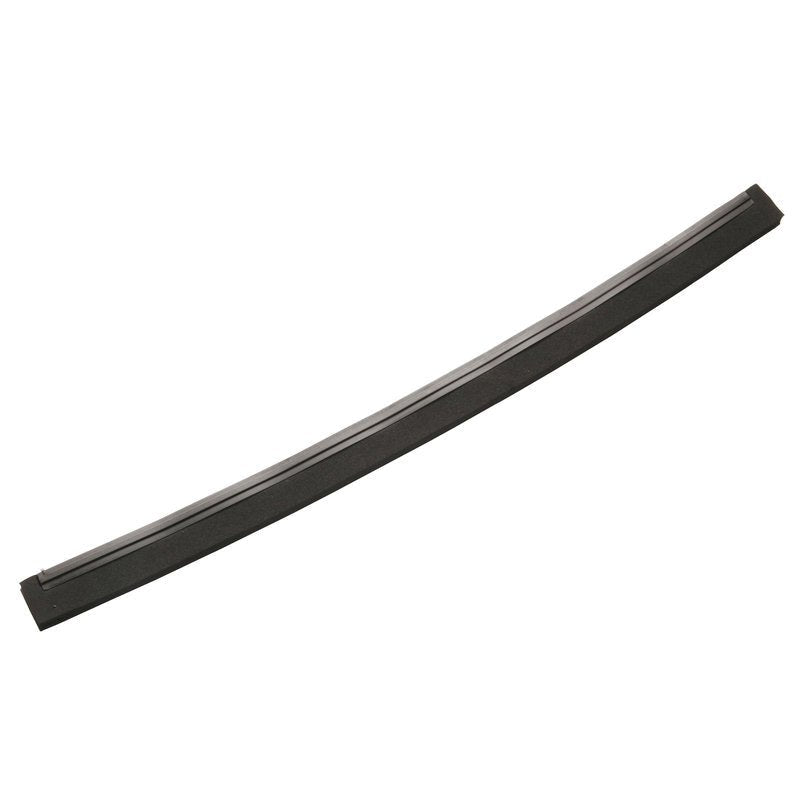 A single black REPLACEMENT RUBBER LIP, SINGLE-LIPPED, CELLULAR RUBBER BLACK, 420X20X22MM from Haug Bürsten KG with a slightly curved shape is photographed against a white background.