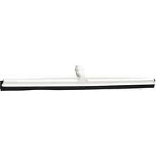 The Haug Bürsten KG JOINT WATER SCRAPER, BLACK REPLACEABLE PROFILE 700x53x25mm is depicted with a flat black rubber blade and a threaded connection for attaching the handle on a plain white background.