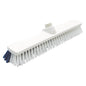 The scrubbing head DUO-BROOM of Haug Bürsten KG has stiff white and dark blue polyester PBT bristles (ø 0.50/0.25 mm), measures 400x60x45/50 mm and features a top mount for easy attachment of the handle.