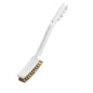The Haug Bürsten KG STIELBRUSH, BRASS WIRE, Ø 0.25MM HARD (400x48x20mm) has a white handle with finger grips and a hanging hole. The brown bristles are ideal for a thorough cleaning, here on a simple white background.