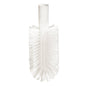 The PIPE BRUSH, PBT TRANSPARENT Ø0.50MM, WITH ADAPTER from Haug Bürsten KG is a white cylindrical brush with stiff, angled, transparent PBT bristles and a hollow plastic handle, depicted on a plain white background.