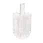 The PIPE BRUSH, PBT TRANSPARENT Ø0.50MM WITH ADAPTER from Haug Bürsten KG is a white, cylindrical cleaning brush head with stiff, transparent PBT bristles around a plastic core and a hollow adapter, perfect for effective pipe cleaning.