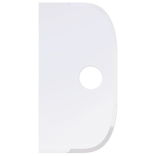 The SCHABER LARGE, PP, FLEXIBLE, 230x118mm from Haug Bürsten KG is a white, rectangular polypropylene scraper with rounded edges, a curved right side, and a central circular hole. The background is solid white.
