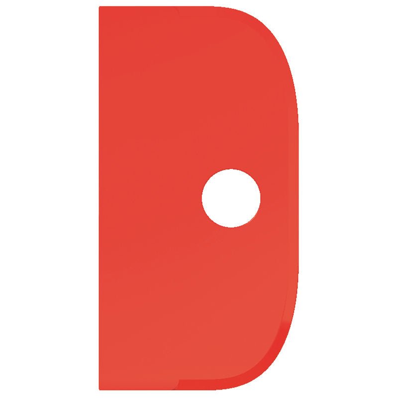 A red, vertically oriented, rounded, rectangular SCHABER LARGE from Haug Bürsten KG (PP, flexible, 230x118mm) is provided with a central circular recess and stands against a white background.