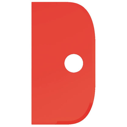 A red, vertically oriented, rounded, rectangular SCHABER LARGE from Haug Bürsten KG (PP, flexible, 230x118mm) is provided with a central circular recess and stands against a white background.