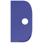 A solid blue vertical rectangle resembling the SCHABER LARGE, PP, FLEXIBLE, 230X118MM from Haug Bürsten KG features a rounded upper right corner and a white circular hole near the right middle.