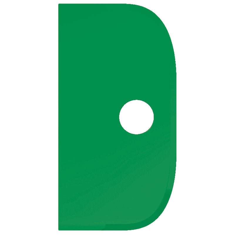 A green, flexible SCHABER LARGE (230x118mm, PP) from Haug Bürsten KG has a straight left edge, a rounded right side, and a central circular white hole on a white background.