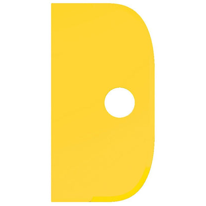 The SCHABER LARGE from Haug Bürsten KG is a flexible, flat, yellow polypropylene scraper (230x118mm) in D-shape with a smooth, rounded right edge, a vertical straight left edge, and a central round hole.