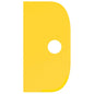 The SCHABER LARGE from Haug Bürsten KG is a flexible, flat, yellow polypropylene scraper (230x118mm) in D-shape with a smooth, rounded right edge, a vertical straight left edge, and a central round hole.
