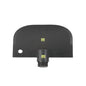 The ESD SCRAPER LARGE from Haug Bürsten KG is a black ESD-safe PP tool head with a wide, flat blade, IN-UP adapter, lower middle thread connection, left-side bore, and two warning symbols on the front.