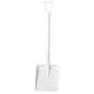 The SHOVEL LARGE, ONE-PIECE, PP WHITE 1170X330X310MM from Haug Bürsten KG stands upright with a D-handle and wide, flat blade against a white background.