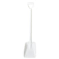 The SHOVEL SMALL, ONE-PIECE, PP WHITE 1150x320x260mm from Haug Bürsten KG stands upright with a D-shaped handle and wide blade - perfect for small construction work or everyday tasks.