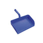 The LARGE DUSTPAN from Haug Bürsten KG made of robust PP without a lip (325x330x100 mm), blue with a short, ergonomic handle - ideal for everyday use. Presented against a plain white background.