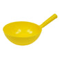 The LADLE ROUND 1.5 L from Haug Bürsten KG (360 x ø220 x 80 mm) is a bright yellow plastic ladle with a long handle, photographed on a white background - an essential tool for every kitchen.