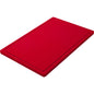 The CUTTING BOARD LARGE, PE, NON-SLIP, 600X400X20MM from Haug Bürsten KG is a red non-slip rectangular cutting board with rounded corners and a surrounding groove on a white background.