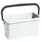 The Haug Bürsten KG BUCKET, SQUARE, PP (480x235x230mm), 20L capacity, is a rectangular white polypropylene bucket with a black handle, depicted on a plain white background.