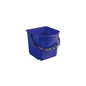 The Haug Bürsten KG BUCKET, PP, 15L with a black handle (340x335x285mm) is shown against a white background. The rectangular blue bucket has rounded corners and a practical black handle for easy carrying.