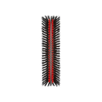 The "in-up" large area broom from Haug Bürsten KG (400x60x140x75 mm) with black bristles and a red core is designed for cleaning large areas, here from above on a white background.