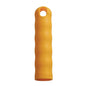 The HANGING CAP FOR ALL HANDLES M.OUTER-ø 25MM from Haug Bürsten KG is a yellow, cylindrical silicone grip cover with finger grooves and a cap for easy storage, suitable for 25mm handles, upright on a white background.
