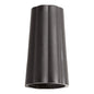 A black, cylindrical OUTER COUPLING NUT DIAMETER 25MM from Haug Bürsten KG with a slightly flared base and vertical grooves on the sides, depicted on a white background.