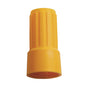 The NUT FOR ADAPTER E1100019 from Haug Bürsten KG is a yellow plastic connector with a ribbed cylindrical shape and closed end, used for secure electrical wire connections.