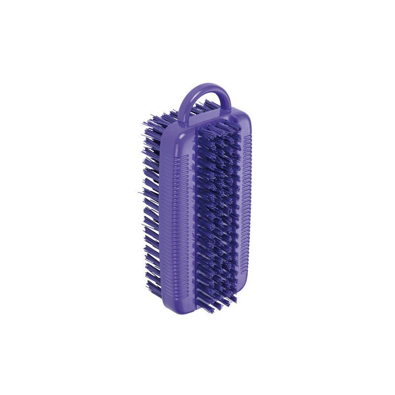 The NAIL BRUSH DOUBLE, ø 0.35MM MEDIUM/HARD from Haug Bürsten KG is rectangular, has medium-hard bristles on two sides and an upper handle - ideal for cleaning nails and cuticles. Presented against a white background.