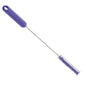 The PIPE BRUSH ø 0.35MM HARD, 305Xø15X80MM from Haug Bürsten KG features a long metal shaft with a purple plastic handle and short, stiff cylindrical bristles - ideal for pipe cleaning and removing stubborn dirt.