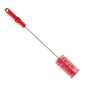 The PIPE BRUSH, ø 0.50MM MEDIUM 500Xø 60MM from Haug Bürsten KG has a twisted metal handle, stiff red bristles, and a cylindrical brush head - ideal for pipe cleaning; shown isolated on a white background.