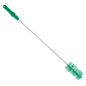 The Haug Bürsten KG PIPE BRUSH, ø 0.50MM MEDIUM 700Xø 60MM features a green plastic handle, a twisted metal stem, and dense green bristles for pipe cleaning, depicted against a white background.