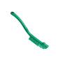 The FUGENBÜRSTE ø 0.50MM HARD from Haug Bürsten KG has sturdy bristles and a long, slightly curved handle with a hanging hole for easy joint cleaning. Size: 220x15x19mm. Green brush on a plain white background.
