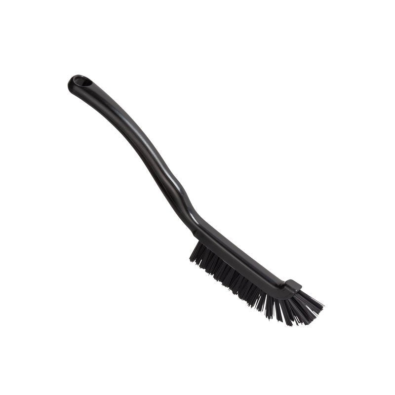 The FUGENBÜRSTE, ø 0.50MM HARD (220x15x19mm) from Haug Bürsten KG has sturdy bristles and a long, slightly curved handle, which is perfect for scrubbing surfaces; depicted diagonally on a white background.