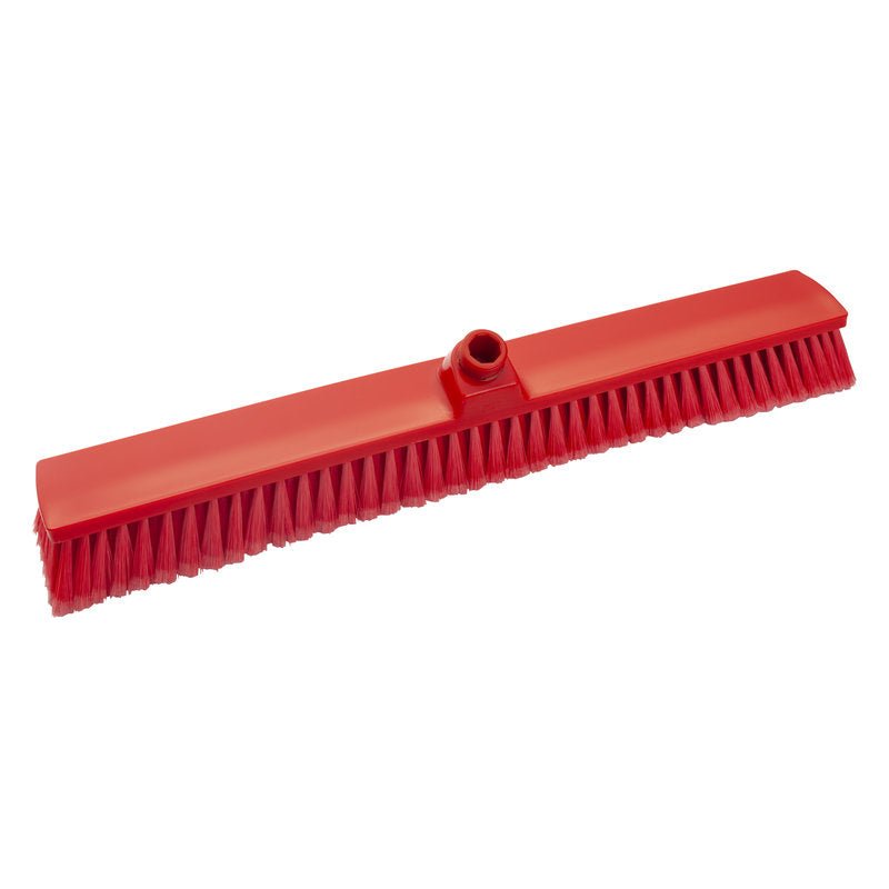 The LARGE AREA BROOM, SOFT, 600X72X50MM from Haug Bürsten KG with soft, densely packed bristles and central handle attachment is ideal for versatile cleaning tasks and is presented against a white background.