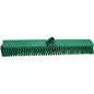 The Haug Bürsten KG LARGE AREA BROOM, PBT ø 0.50 MM MEDIUM broom head (600x72x51 mm) has stiff bristles and an angled handle socket. Pictured in green on a white background. Ideal for cleaning large areas.