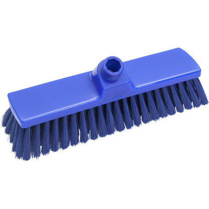 The BROOM, UNSANDED ø 0.25MM SOFT 300X70X50MM from Haug Bürsten KG in blue has soft bristles and a central handle connection. The rectangular broom is presented on a white background.