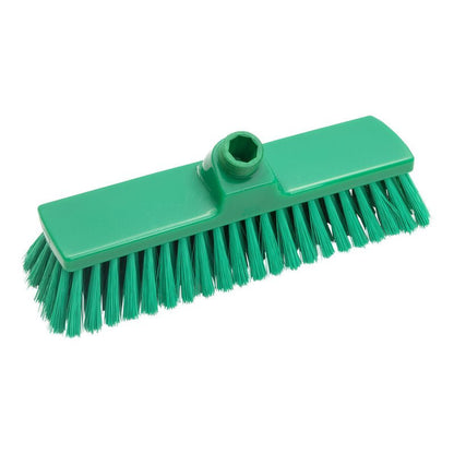 The BROOM, UNSANDED ø 0.25MM SOFT 300X70X50MM from Haug Bürsten KG is a durable plastic broom head with soft bristles and a central socket for handle attachment. Depicted against a white background.