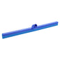 The Haug Bürsten KG WATER SQUEEGEE, FOOD GRADE, 1-LIP (620x35x25mm) is a blue plastic squeegee with central socket for hygienic cleaning, ideal for the food industry. Pictured on a white background.