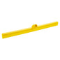 The Haug Bürsten KG WATER SQUEEGEE, FOOD GRADE, 1-LIP, 620X35X25MM is a yellow plastic water scraper with central handle attachment, ideal for hygienic cleaning in the food industry, pictured on a white background.