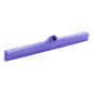 The Haug Bürsten KG WATER SQUEEGEE, 1-LIP 420MM, FOOD GRADE RUBBER features a purple plastic head with central handle attachment and a flat, straight food-safe rubber blade for effective floor cleaning.