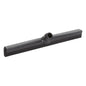 The Haug Bürsten KG WATER SQUEEGEE, 1-LIP 420MM, FOOD GRADE RUBBER is a black squeegee blade with a central attachment point for handles, depicted on a white background.