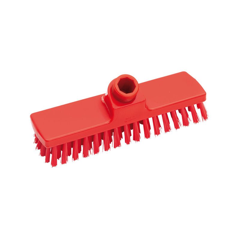 The SCRUBBER, ø 0.50MM HARD 225X60X26MM from Haug Bürsten KG is a rectangular scrubber head with hard bristles and a central handle socket, ideal for thorough cleaning and depicted on a white background.